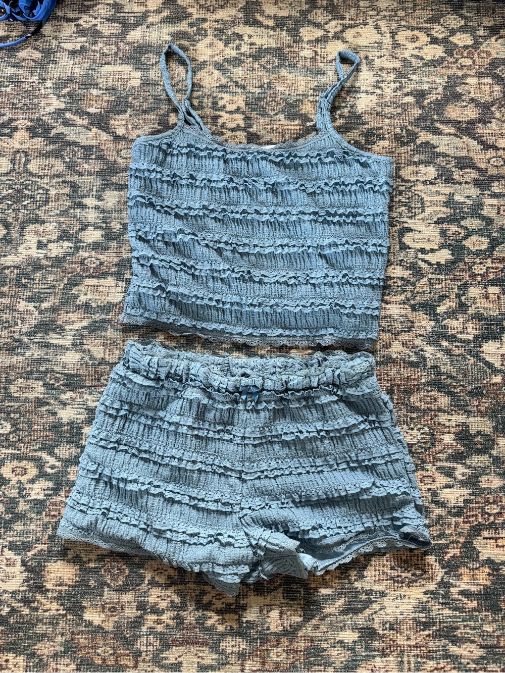 Together Light Blue Smocked Cami & Short Set
